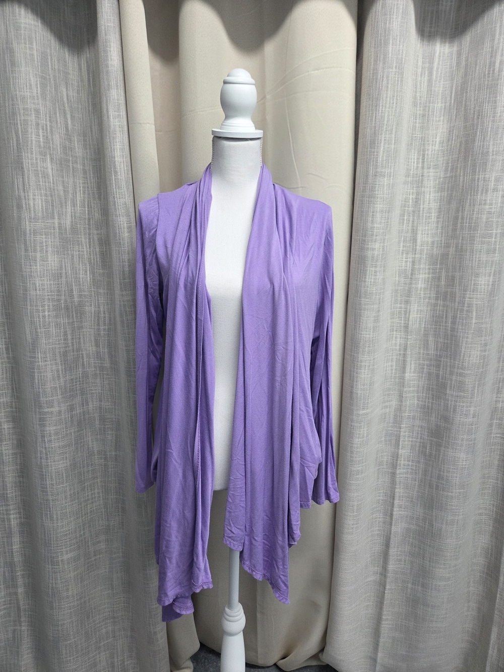 Moa Collection Lilac Open-Front Draped Cardigan